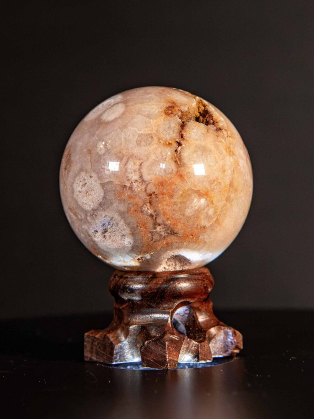 Pink Amethyst Flower Agate Druzy Crystal Sphere 1.8"